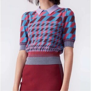 DVF Geometric Patterned Top M